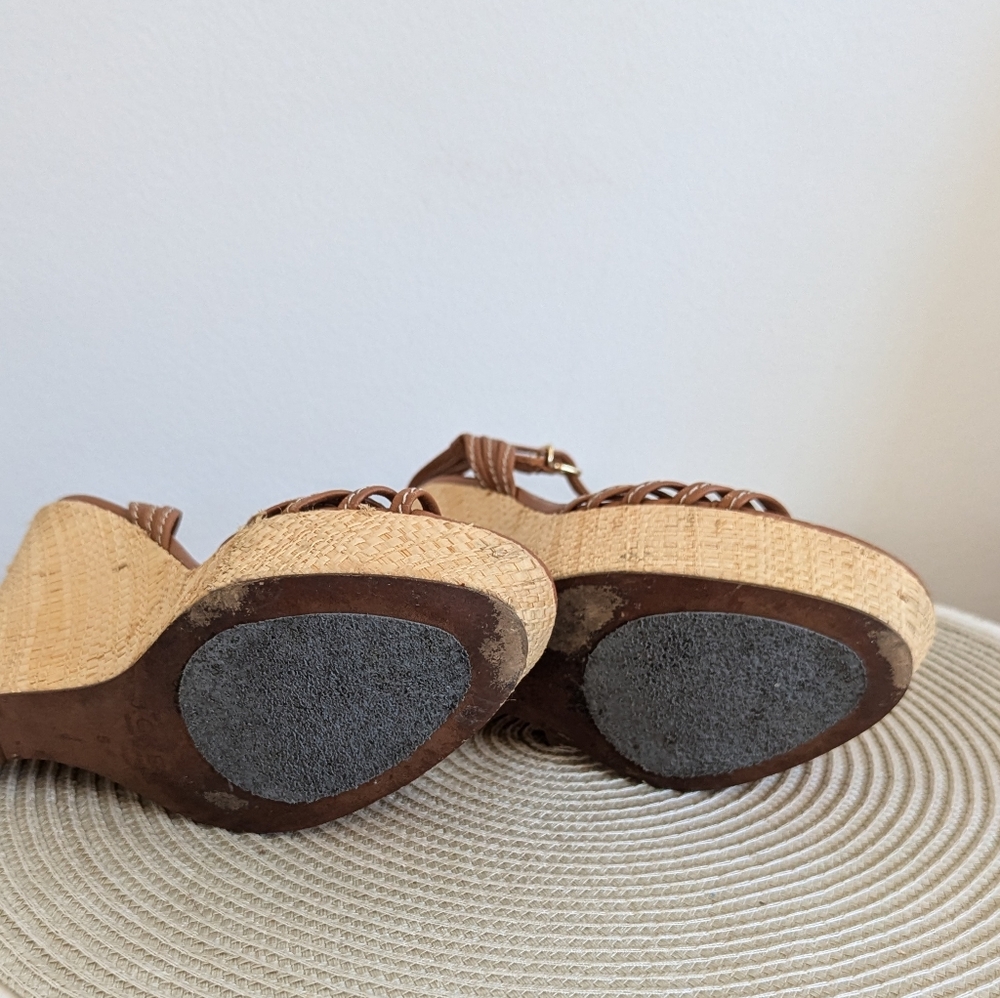 J.CREW Tan Leather Espadrille Wedge Sandals - Picture 7 of 7
